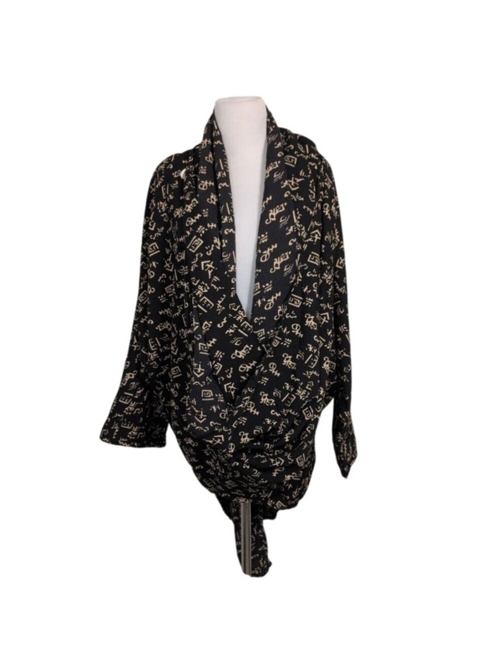 Nefertiti Collection Hieroglyphic Wrap Jacket Womens Size Large Black Statement